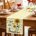 thumbnail image 5 of Sunflowers Cotton Linen Table Runner for Dining Kitchen, Spring Summer Bees Floral Yellow Plaid Wedding Outdoor Party Tablerunners Decoration, Dresser Scarf Coffee Tablecloth Runners 13x90 Inches, 5 of 9