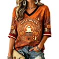 thumbnail image 2 of Womens Shirt Sleeve Tops Loose‑Fit V‑Neck Half‑Sleeve Prints Lightweight Fashion Outfits Clothes XXL, 2 of 4