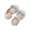 thumbnail image 2 of Viluyesy Girls Sandals Kids Summer Open Toe Daisy Flower Bow Hook and Loop Strap Flat Princess Shoes Light Blue Size 9 Toddler, 2 of 7
