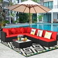 thumbnail image 2 of Patiojoy 7-Piece Patio PE Rattan Sectional Sofa Furniture Set Wicker Sofa Conversation Set Red, 2 of 5