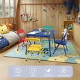 thumbnail image 4 of Homy Casa 5-Piece Kids Table and Chair Set, 24'' x 24'' Activity Table with 4 Folding Chairs, Metal Frame for Playroom, Study Room, Multicolor, 4 of 10