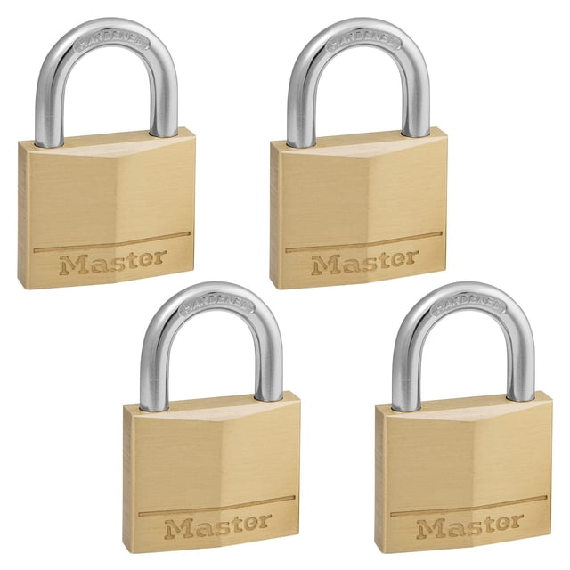 Padlock Master Lock 140Q de latón macizo, paquete de 4 unidades con llave