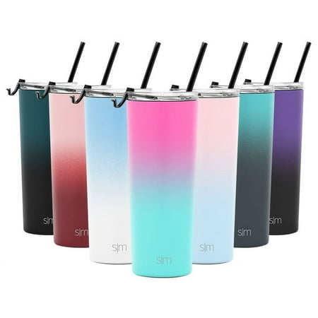 Simple Modern 24oz. Classic Tumbler Travel Mug with Clear Flip Lid & Straw - Coffee Vacuum Insulated Gift for Men and Women Beer Pint Cup - 18/8 Stainless Steel Water Bottle Ombre: Sorbet