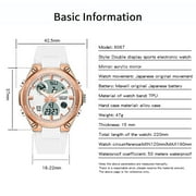 Findtime Ladies Sport Digital Watches Wrist Watch for Women with Waterproof Dual Time Date Luminous Back Light Week Alarm Stopwatch Count Down White Black Blue Green