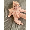 thumbnail image 3 of Newborn Baby Girl Long Sleeve Letter Ruffle Romper and Headband Outfit Set Pink, 3 of 6