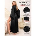 thumbnail image 3 of Womens Robe, AMITOFO Silky Satin Kimono Robe for Women with Lace Trim Long Lightweight Floor-Length Elegant Getting Ready Robe for Bride, Black, 3 of 8