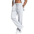 thumbnail image 3 of Athletic Pants for Men Drawstring Elastic Waist Wide Leg Pants Summer Lightweight Quick Dry Joggers, L, 3 of 8