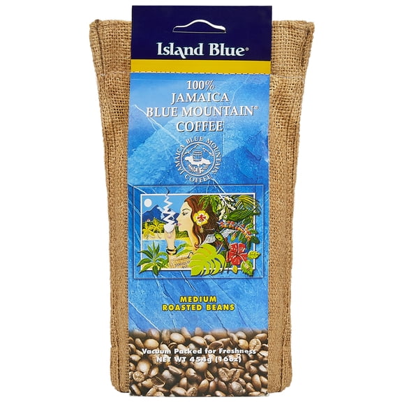 Island Blue Jamaican Blue Mountain Coffee Fresh Roasted Coffee Beans Medium Roast 16oz