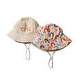 thumbnail image 2 of Fortune 1 Piece Children Double Sided Bucket Hat Cute Letter Embroidered Fisherman Cap Sun Hat, 2 of 7