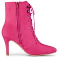 thumbnail image 6 of DARING DIVA Women's Pointy Toe Zip Lace Up Stiletto Heel Ankle Boots Hot Pink US 9.5, 6 of 7