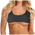 thumbnail image 2 of COMVALUE Sexy Short Sleeve Crop Top for Women Solid Scoop Neck Mini T-Shirts Vest Tank Dark Gray for Size L, 2 of 5