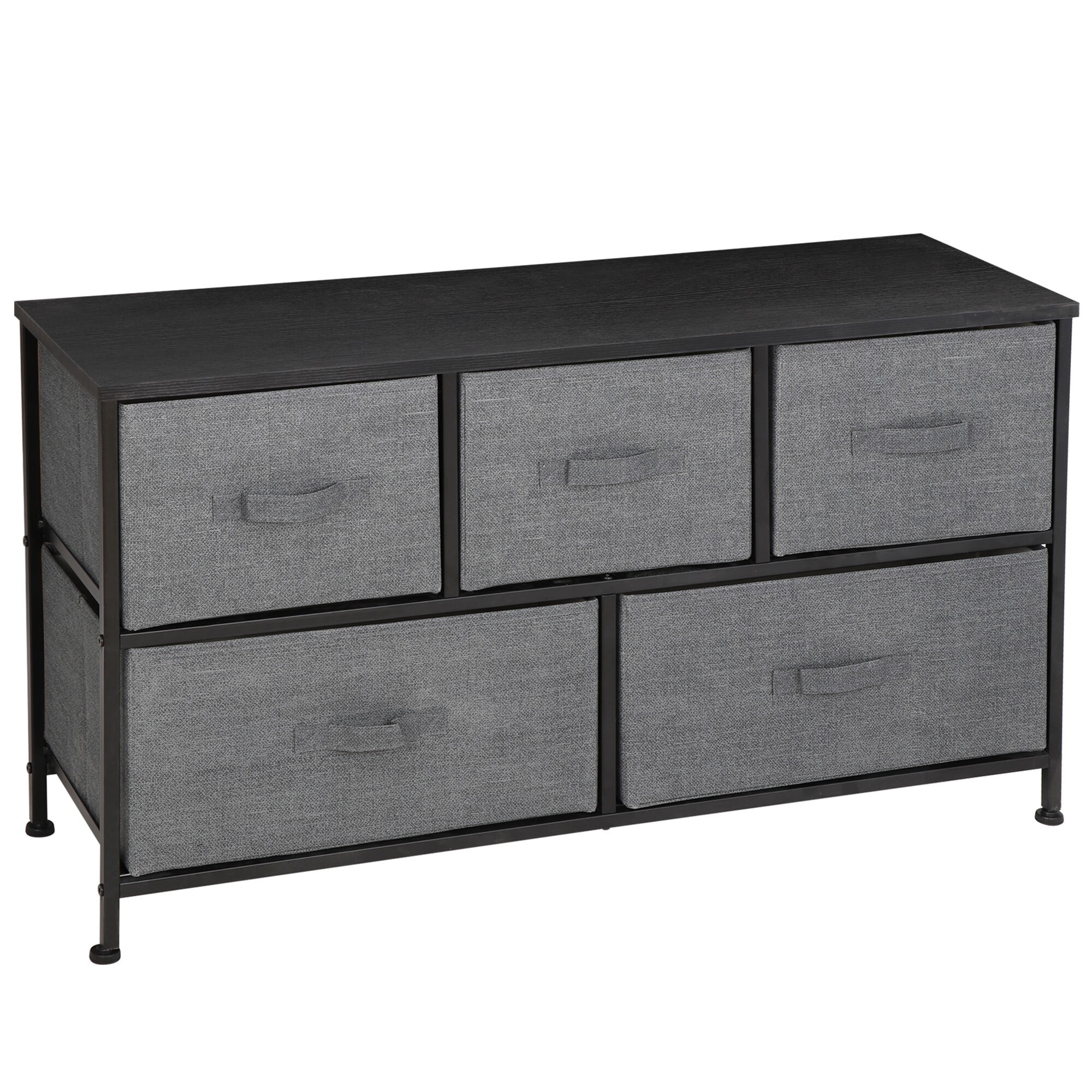 SuperDeal Simple 5 Drawers Dresser Chest of Drawers MDF Gray