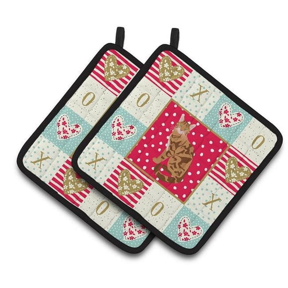 Carolines Treasures CK5741PTHD 7.5 x 7.5 in. Bengal Cat Love Pair of Pot Holders