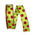 thumbnail image 1 of Reliant Ribbon 92308W-601-09K Points Rouges Paillettes Valeur Filaire Bord Ruban - Citron Vert et Rouge - 1,5 Po x 50 Verges, 1 of 1