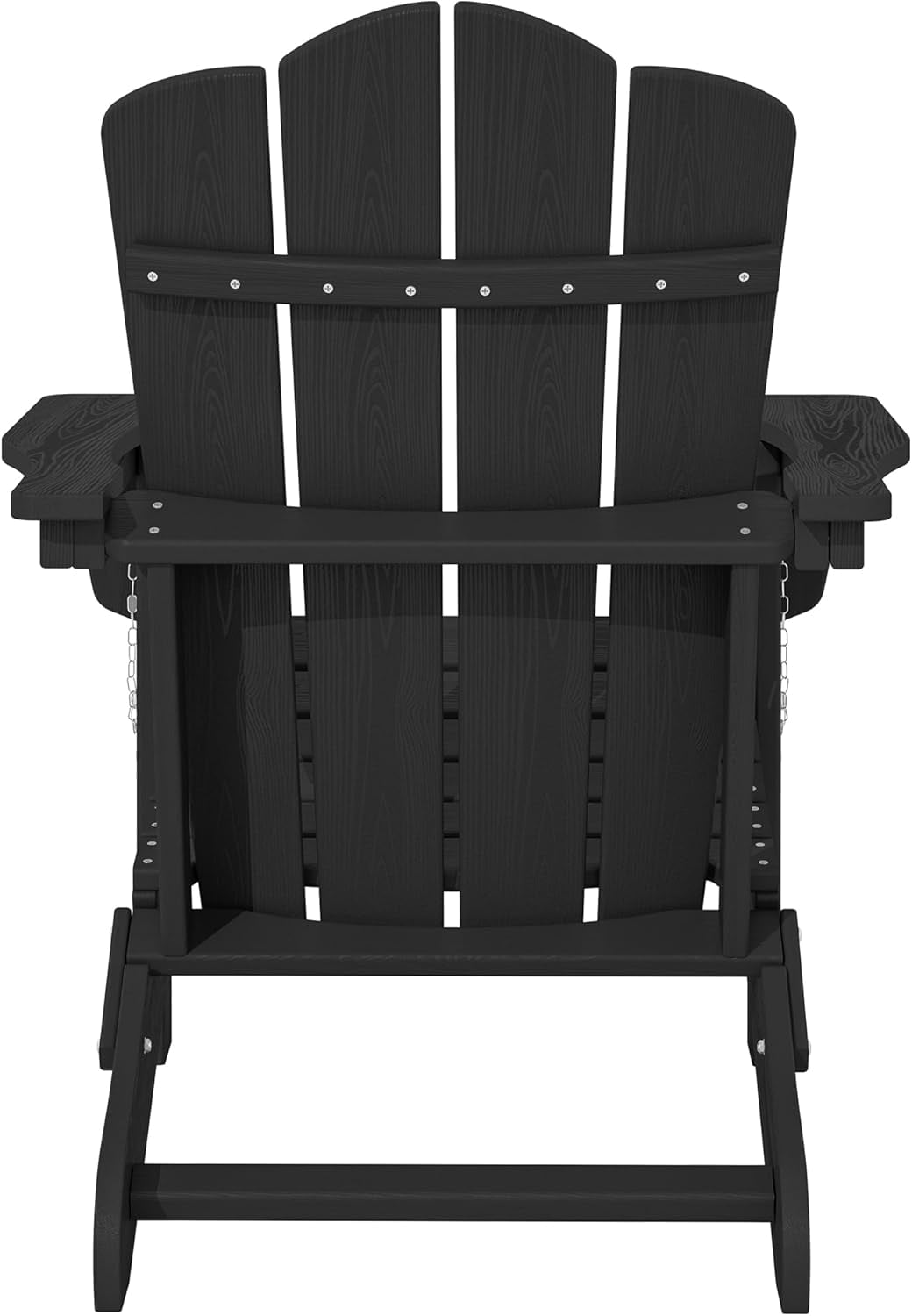 SONGMY Folding Adirondack Chair, HDPE All-Weather Patio Chairs, Wooden Textured Lawn Chair for Poolside, Backyard, Deck, Fire Pit, Black