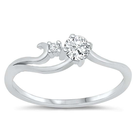 All in Stock Clear Cubic Zirconia Swirl Wind Design Ring 925 Sterling Silver Size 6