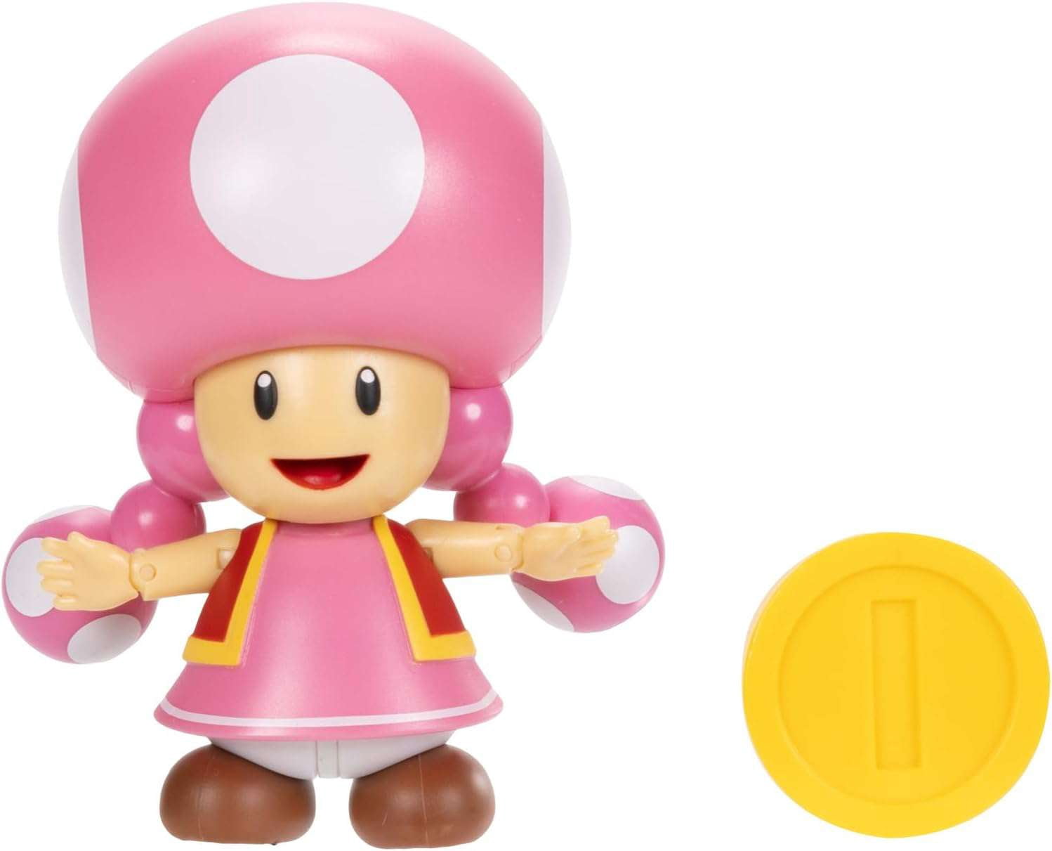 Nintendo 4" Action Figure Toadette with Coin Accessory for Child Ages 3+