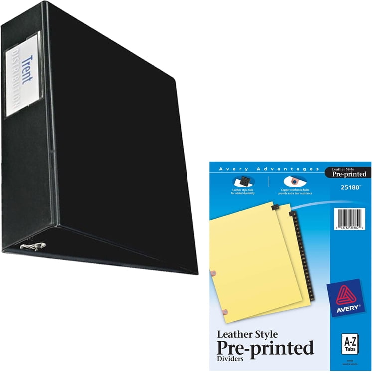 Avery Durable Slant Ring Binders with Label Holders and Avery A-Z Copper-Reinforced Leather Index Dividers Bundle
