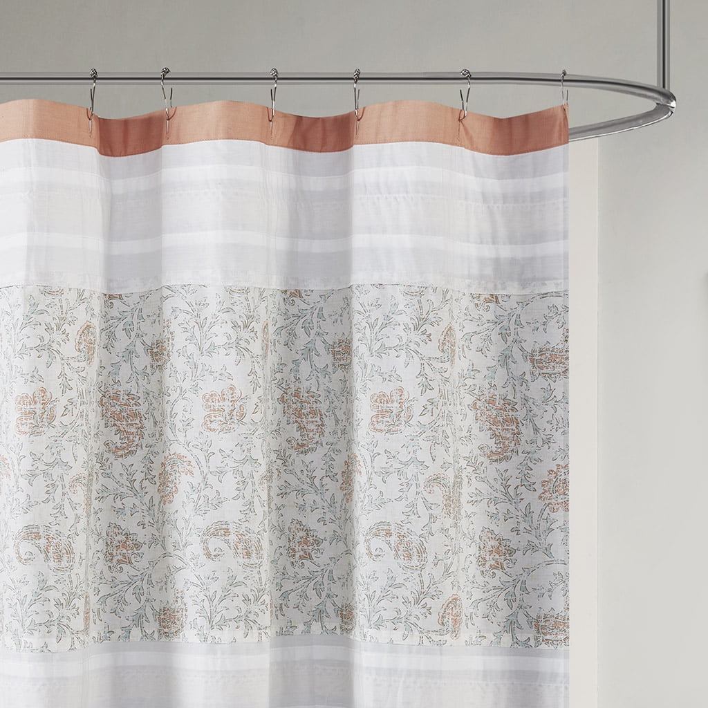 MAYEERTY Coral Shower Curtain Textured Bathroom Shower Curtains with 12 pcs Hooks,72" x 72"