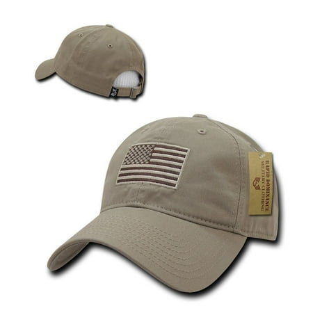 Khaki USA US American Flag Patch United States America Polo Baseball Hat Cap