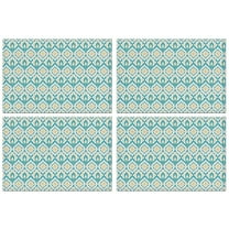 Blue Pioneer Flower Pattern Summer Placemats Table Placemats Set Of 4-Linen Kitchen Washable Placemats Table Mats 11.8"x17.7" Non-Slip Heat Resistant