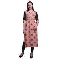 Bimba Rayon Printed Straight Long Kurtis For Women Panel Kurta Summer Tunic
