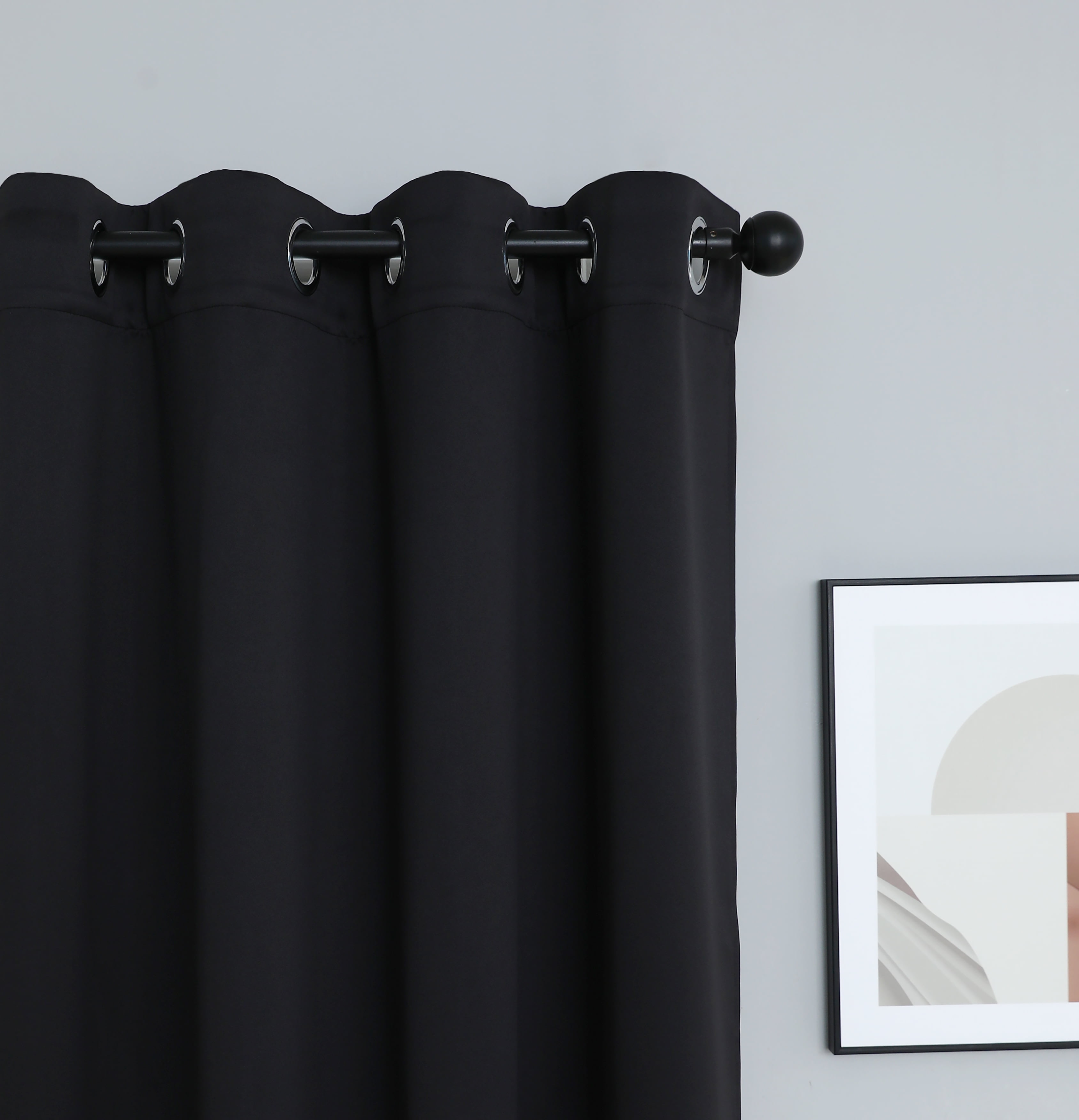 INLINAS 42W x 96L Inch Blackout Curtains for Bedroom, Thermal Insulated, Noise Reduction, Energy Saving Set of 2 Panels, Black