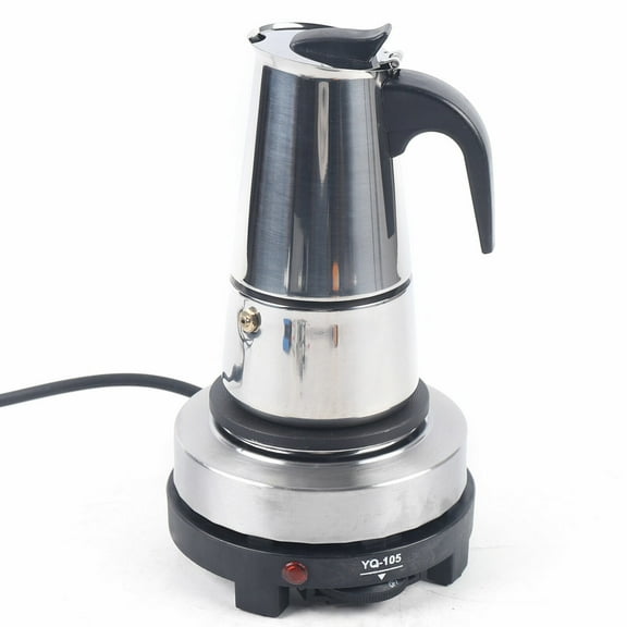 200ml Moka Pot Stainless Steel&Electric Stove 4 Cups Espresso Maker
