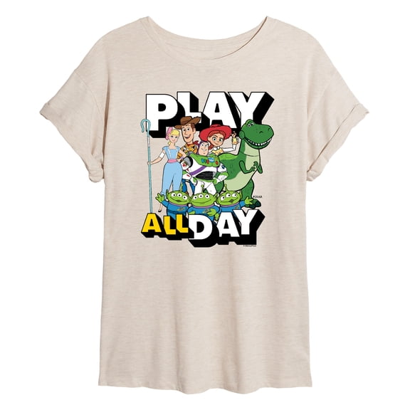 Toy Story - Play All Day - Juniors Oversized Graphic T-Shirt