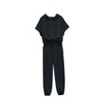 thumbnail image 3 of lionlar Women Tracksuit Set 2 Piece Short Sleeve Crewneck Pullover Tops Long Sweatpants L, 3 of 9
