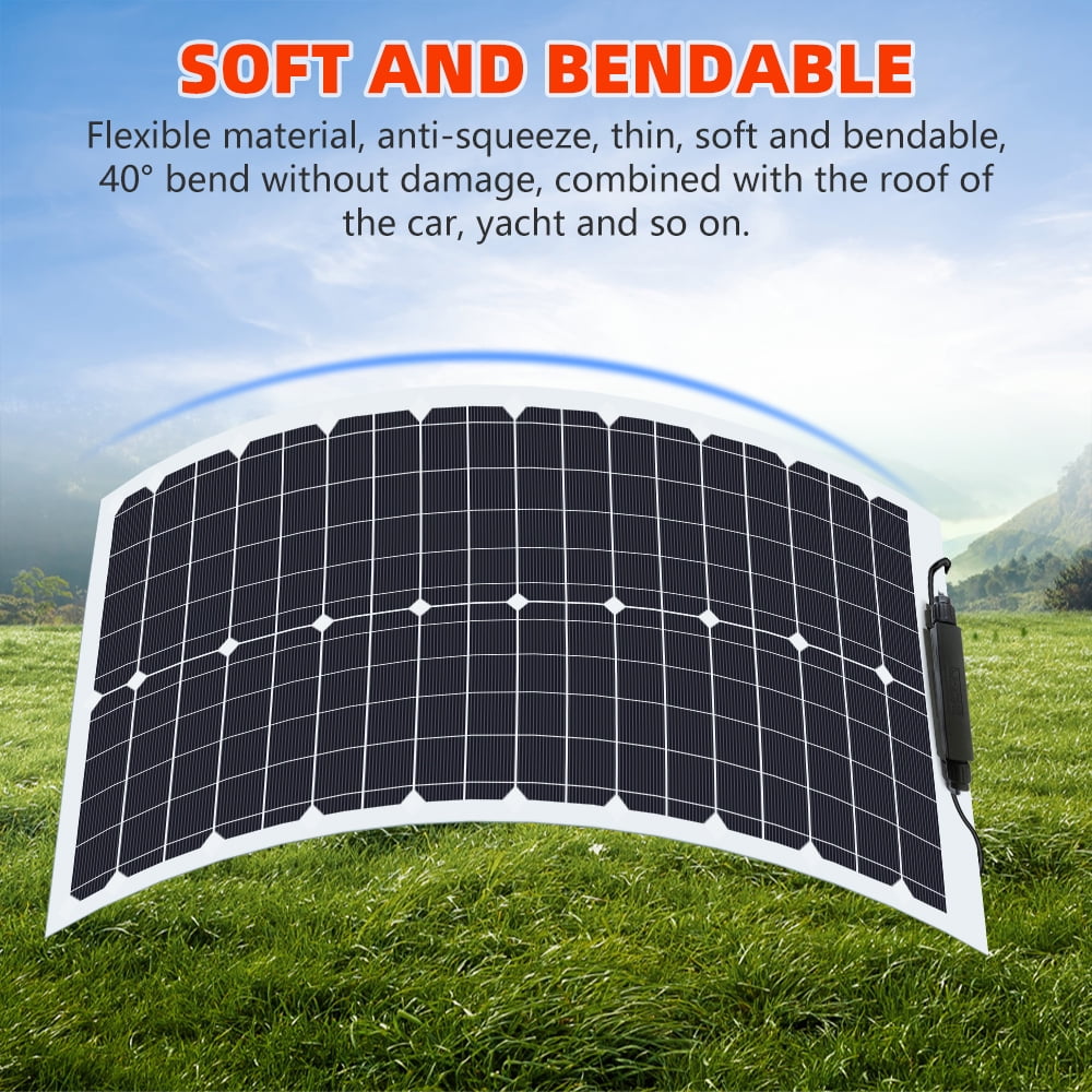 Flexible Solar Panel 30W 18V Monocrystalline Solar Panel for Marine RV Cabin Van Car Uneven Surfaces
