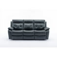 thumbnail image 5 of Bailu Genuine Leather Non-Power Reclining Sofa with Drop Down Table,Stainless Steel Cupholders and Magazine bag- Blue, 5 of 7