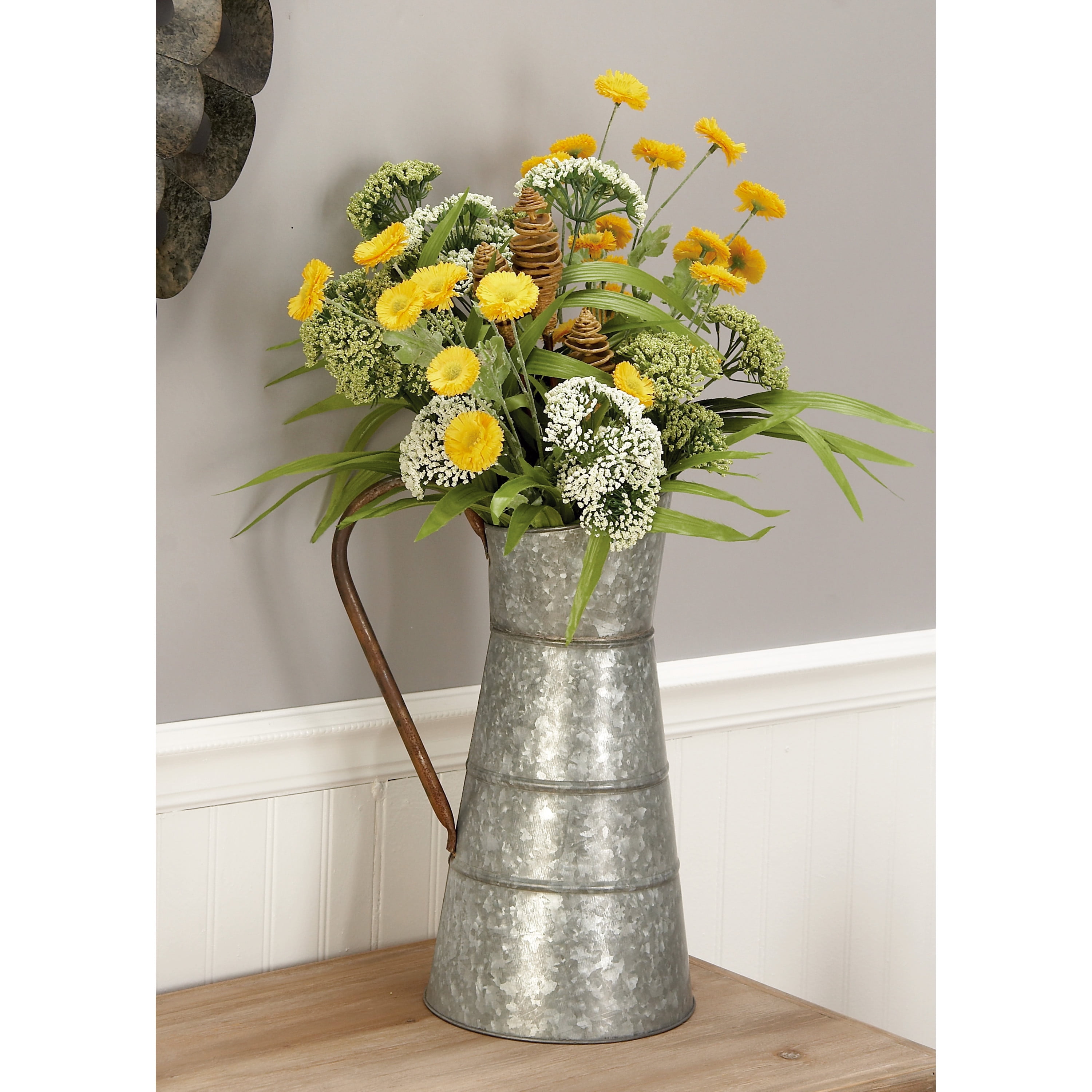 DecMode 10" x 16" Grey Metal Farmhouse Planter, 1 - Piece