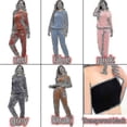 thumbnail image 4 of Pijamas cálidos de invierno más conjunto de pijamas suaves con cuello redondo y pantalones superiores de forro polar, 4 of 5