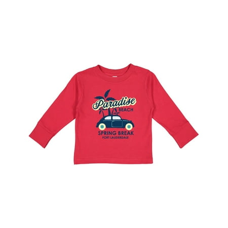 

Inktastic Paradise Beach Spring Break Fort Lauderdale with Palm Trees and Car Gift Toddler Boy or Toddler Girl Long Sleeve T-Shirt