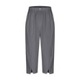 thumbnail image 5 of QATAINLAV Linen Pants Women Lightweight Summer Casual Straight Capri Pants Elastic High Waisted Legs Split Cropped Trousers with Pockets Gray S Prime By Hour, 5 of 8