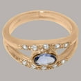 thumbnail image 4 of LBG British Made 18k Rose Gold Ring with Natural Tanzanite & Cubic Zirconia Womens Band Ring - 33 size options - Size 7.25, 4 of 7