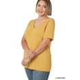 thumbnail image 5 of Zenana Women & Plus Relaxed Fit V-Neck Short Sleeve Basic Jersey T-Shirt Tops, 5 of 5