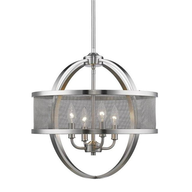 Golden Lighting 3167-4P PW-PW Colson PW 4 Light Chandelier with Pewter Shade