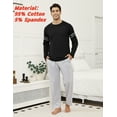 thumbnail image 4 of Men's Soft Cotton Pajama Set with Pockets - 2-Piece Breathable Long Sleeve Sleepwear & Loungewear, Drawstring Waist Comfort Fit,S, 4 of 11