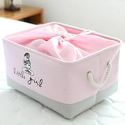 Rectangular Laundry Basket Nursery Storage Fabric Storage Bin Storage Hamper,Book Bag,Gift Baskets (Pink Girl)