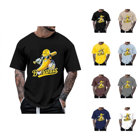 Bananas Baseball Graphic Tees for Men 2026 Summer Casual Short Sleeve Crewneck Funny Baseball Player T Shirts