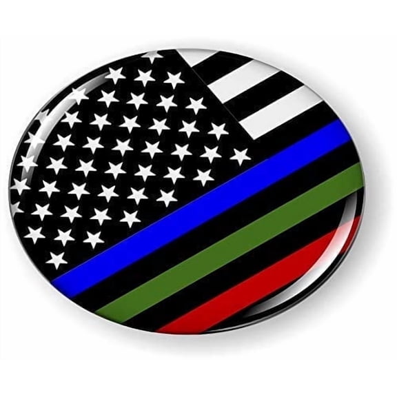 BestLicensePlateFrames Thin Line American Flag Car Emblem Round Badge Sticker – Flexible