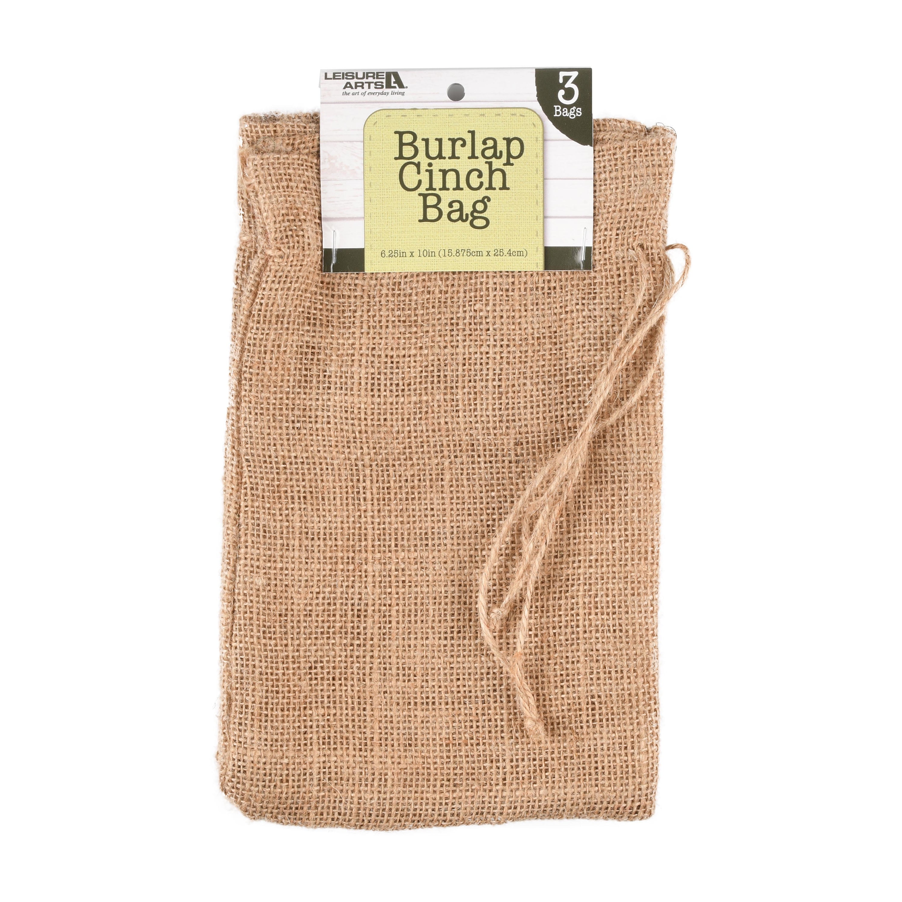 Leisure Arts Burlap Cinch Bags Natural 3pc