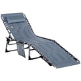 thumbnail image 1 of Outsunny Outdoor Lounge Chair, Folding Chaise Lounge, Patio Padded Tanning Chair with 5-position Adjustable Backrest, Pillow and Pocket for Deck, Beach, Lawn and Sunbathing, Grey, 1 of 9