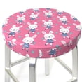 thumbnail image 3 of KLL Rabbit Holding Flowers Round Bar Chair Cushion Cover 14 inch ,Bar Stool Protector with Elastic, Soft Washable, 3 of 6