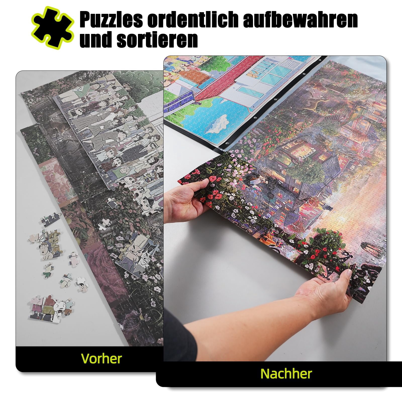 Large Puzzle Binder – Space-Saving Storage Folder for 500–1000 Piece Puzzle Collection, Holds 20 Puzzles, HD Film Pockets, Birthday Gift for Mom & Grandma