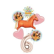 Mayflower Products Spirit Riding Free Party Supplies 6th Birthday Tan Horse Balloon Bouquet Decorations