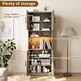 thumbnail image 6 of Accreate Kitchen Pantry Cabinet with RGB Light, Tall Kitchen Hutch Bar Cabinet with Microwave Stand, Farmhouse Large Wood Storage Cabinet with Barn Doors & 2 Open Shelves, Cupboard for Dining Room, 6 of 7