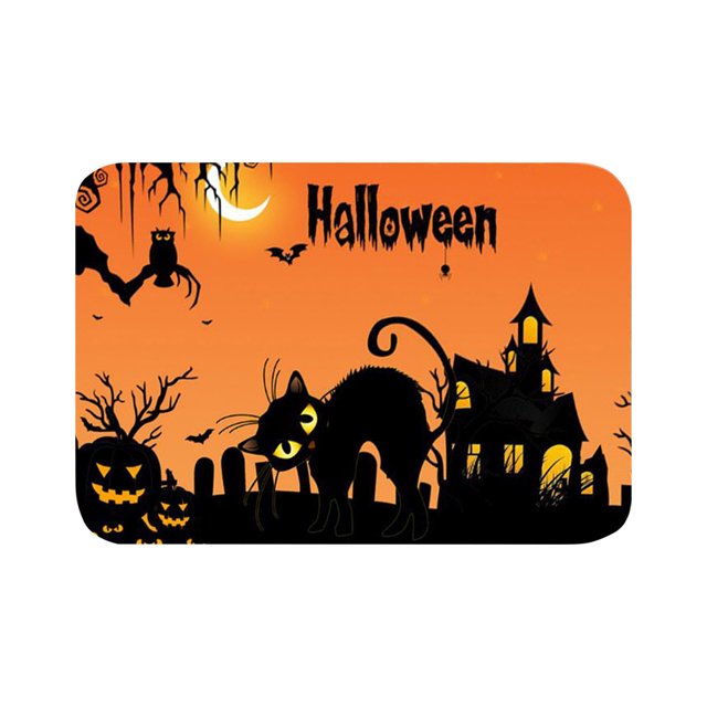 Alfombra de entrada Fiudx antideslizante con diseño de calabaza de Halloween